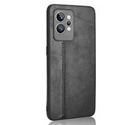 GOGME Coque pour Realme GT2 Pro (GT 2 Pro) Coque, Slim Rétro Cuir Housse, Silicone TPU Non Slip Surface Etui Anti-Choc et Anti-Rayures Housse, Noir