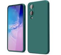 GOGME Coque pour Vivo Y17s Étui avec Doublure en Microfibre Anti-Rayures Liquide Silicone Housse Antichoc Protection Souple TPU Case, Vert Foncé