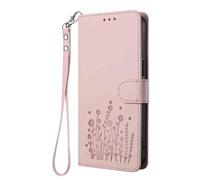 GOGME Coque pour Vivo Y20 / Y20S / Y11S / Y12s, Étui en Cuir Floral Élégant avec Bumper TPU, Housse Stand Antichoc & Design Portefeuille - Rose