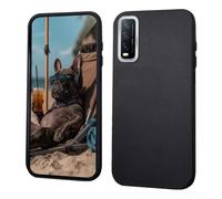 GOGME Coque pour Vivo Y20 / Y20S / Y11S / Y12s Étui [Protection Cadre Caméra] + Texture Imitation Cuir Housse/Antidérapant avec Design Ultra-Mince - Noir