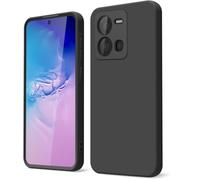 GOGME Coque pour Vivo Y35 / Y22 / Y22s Étui avec Doublure en Microfibre Anti-Rayures Liquide Silicone Housse Antichoc Protection Souple TPU Case, Noir