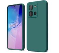 GOGME Coque pour Vivo Y35 / Y22 / Y22s Étui avec Doublure en Microfibre Anti-Rayures Liquide Silicone Housse Antichoc Protection Souple TPU Case, Vert Foncé