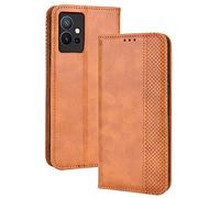 GOGME Coque pour Vivo Y55 5G Etui, Cuir Premium PU + TPU Housse Folio Flip Case, Cover Portefeuille ave ID Carte de Crédit Slot Fermeture Magnétique, Brown