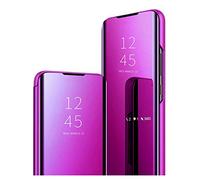 GOGME Coque pour Xiaomi Mi 11T 5G / Xiaomi Mi 11T Pro 5G, Smart View Miroir Case PC/PU Cuir Etui Flip Cover Translucide Anti-Empreintes Makeup Housse avec Fonction Stand. Violet