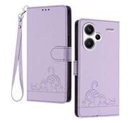 GOGME Coque pour Xiaomi Redmi Note 13 Pro+ Plus 5G - Chat Mignon Embossé en Cuir Portefeuille Antichoc Étui Housse avec Emplacements pour Cartes/Blocage RFID/Fonction Support, Violet