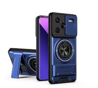 GOGME Coque pour Xiaomi Redmi Note 13 Pro+ Plus 5G, Housse avec Support Anneau 2 en 1 & Magnétique, Étui avec Cache Caméra Coulissant, Protection Housse - Bleu