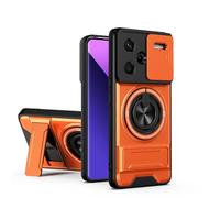 GOGME Coque pour Xiaomi Redmi Note 13 Pro+ Plus 5G, Housse avec Support Anneau 2 en 1 & Magnétique, Étui avec Cache Caméra Coulissant, Protection Housse - Orange