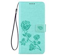 GOGME Coque pour Xiaomi Redmi Note 14 Pro 4G Etui, Gaufrage en Relief 3D Rose Housse en Cuir PU/TPU, Portefeuille avec Rangements de Cartes et Stand Fonction. Vert