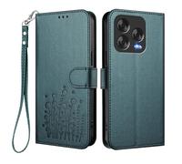 GOGME Coque pour ZTE Blade V70 Vita, Étui en Cuir Floral Élégant avec Bumper TPU, Housse Stand Antichoc & Design Portefeuille - Vert Foncé