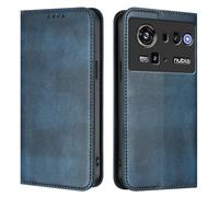 GOGME Coque pour ZTE Nubia Z80 Ultra, Étui Portefeuille en Cuir avec Protection RFID, Housse de Protection avec Support et Fentes pour Cartes - Bleu