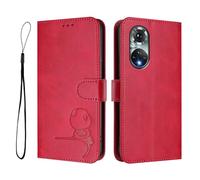 GOGME Design Panda Coque Portefeuille en Cuir pour Huawei Honor 50 5G / Nova 9 avec Porte-Cartes, Anti-RFID, Support Multi-Angle & Protection Intégrale - Rojo Rosa
