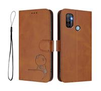GOGME Design Panda Coque Portefeuille en Cuir pour Oppo A53 | A53s avec Porte-Cartes, Anti-RFID, Support Multi-Angle & Protection Intégrale - Marron