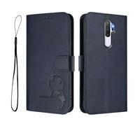 GOGME Design Panda Coque Portefeuille en Cuir pour Oppo A9 2020 / A5 2020 avec Porte-Cartes, Anti-RFID, Support Multi-Angle & Protection Intégrale - Bleu