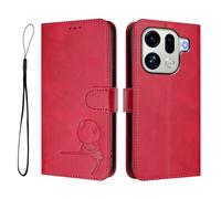 GOGME Design Panda Coque Portefeuille en Cuir pour Oppo Find X9 Pro avec Porte-Cartes, Anti-RFID, Support Multi-Angle & Protection Intégrale - Rojo Rosa