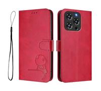 GOGME Design Panda Coque Portefeuille en Cuir pour Oukitel C3 2025 avec Porte-Cartes, Anti-RFID, Support Multi-Angle & Protection Intégrale - Rojo Rosa