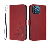 GOGME Design Panda Coque Portefeuille en Cuir pour Oukitel C53 avec Porte-Cartes, Anti-RFID, Support Multi-Angle & Protection Intégrale - Rouge Vin