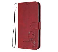 GOGME Design Panda Coque Portefeuille en Cuir pour Oukitel C61 / C61 Pro avec Porte-Cartes, Anti-RFID, Support Multi-Angle & Protection Intégrale - Rouge Vin