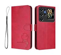 GOGME Design Panda Coque Portefeuille en Cuir pour Oukitel C62 / C62 Pro avec Porte-Cartes, Anti-RFID, Support Multi-Angle & Protection Intégrale - Rojo Rosa