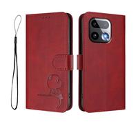 GOGME Design Panda Coque Portefeuille en Cuir pour Realme 16 Pro+ Plus 5G avec Porte-Cartes, Anti-RFID, Support Multi-Angle & Protection Intégrale - Rouge Vin