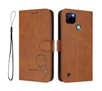 GOGME Design Panda Coque Portefeuille en Cuir pour Realme C21Y / C25Y avec Porte-Cartes, Anti-RFID, Support Multi-Angle & Protection Intégrale - Marron