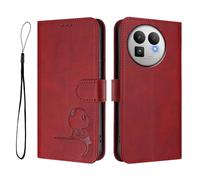 GOGME Design Panda Coque Portefeuille en Cuir pour Realme GT8 Pro avec Porte-Cartes, Anti-RFID, Support Multi-Angle & Protection Intégrale - Rouge Vin