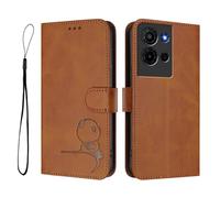 GOGME Design Panda Coque Portefeuille en Cuir pour TCL K32 / K33 avec Porte-Cartes, Anti-RFID, Support Multi-Angle & Protection Intégrale - Marron