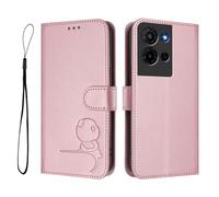 GOGME Design Panda Coque Portefeuille en Cuir pour TCL K32 / K33 avec Porte-Cartes, Anti-RFID, Support Multi-Angle & Protection Intégrale - Rose