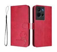 GOGME Design Panda Coque Portefeuille en Cuir pour TCL K32 / K33 avec Porte-Cartes, Anti-RFID, Support Multi-Angle & Protection Intégrale - Rojo Rosa
