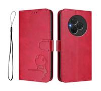 GOGME Design Panda Coque Portefeuille en Cuir pour TCL NxtPaper 60 Ultra avec Porte-Cartes, Anti-RFID, Support Multi-Angle & Protection Intégrale - Rojo Rosa