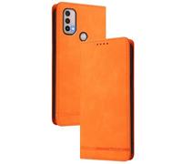 GOGME Étui Portefeuille en Cuir pour Motorola Moto E20 / E30 / E40 - Coque Magnétique avec Blocage RFID et Housse Stand Anti-Choc - Orange
