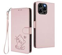 GOGME Étui Portefeuille pour DOOGEE Note 58 / Note 58 Pro, Motif Chat Adorable Leather Coque avec Fermeture Magnétique, Shockproof TPU Housse & Support - Rose