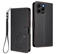 GOGME Étui Portefeuille pour DOOGEE Note 58 / Note 58 Pro, Motif Chat Adorable Leather Coque avec Fermeture Magnétique, Shockproof TPU Housse & Support - Noir