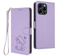 GOGME Étui Portefeuille pour DOOGEE Note 58 / Note 58 Pro, Motif Chat Adorable Leather Coque avec Fermeture Magnétique, Shockproof TPU Housse & Support - Violet Clair