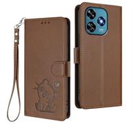 GOGME Étui Portefeuille pour Oukitel C51, Motif Chat Adorable Leather Coque avec Fermeture Magnétique, Shockproof TPU Housse & Support - Marron