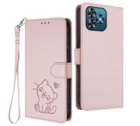 GOGME Étui Portefeuille pour Oukitel C53, Motif Chat Adorable Leather Coque avec Fermeture Magnétique, Shockproof TPU Housse & Support - Rose