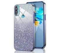 GOGME Glitter Coque pour Motorola Moto E20 / E30 / E40 Étui, Antichoc Housse Cadre Galvanisé TPU Paillettes/TransparentRésistant Aux Rayures Étui, Bleu