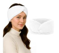 GOGO Bandeau en fausse fourrure pour femme - Cache-oreilles en fourrure - Cache-tête d'hiver - Blanc - Pour lavage du visage