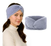 GOGO Bandeau en fausse fourrure pour femme - Cache-oreilles en fourrure - Chauffe-tête d'hiver - Gris - Pour lavage du visage