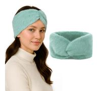 GOGO Bandeau en fausse fourrure pour femme - Cache-oreilles en fourrure - Chauffe-tête d'hiver - Vert