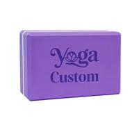 GOGO Bloc de yoga personnalisé 22,9 x 15,2 x 7,6 cm, brique de yoga en mousse EVA violet/blanc gravée à haute densité pour salle de gym, pilates, studio de méditation