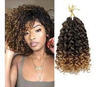 GoGo Curl Crochet Braids Meches 14 Inch 8 Packs Ocean Deep Wave Crochet Hair Extensions Synthétique Tressage Extension de Cheveux pour Femmes Noires（1B/27）