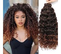 GoGo Curl Crochet Braids Meches 14 Inch 8 Packs Ocean Deep Wave Crochet Hair Extensions Synthétique Tressage Extension de Cheveux pour Femmes Noires（1B/30）
