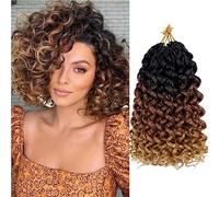 GoGo Curl Crochet Braids Meches 14 Inch 8 Packs Ocean Deep Wave Crochet Hair Extensions Synthétique Tressage Extension de Cheveux pour Femmes Noires（1B/30/27）