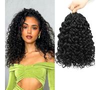 Gogo Curl Crochet Hair 14 Inch 8 Packs Black Ocean Wave Deep Twist Goddess Box Braids Pre Looped Short Curly Water Wave Synthetic Braiding Hair for Women Girl Kids (1B, 14inch)