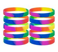 GOGO Lot de 10 Bracelets en Silicone Arc-en-Ciel pour le sport et les fêtes