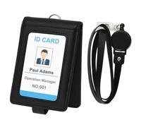 GOGO Porte-badge enrouleur rétractable avec cordon, porte-carte d'identité, 1 fenêtre d'identification et 4 emplacements pour cartes Noir