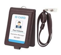 GOGO Porte-badge enrouleur rétractable avec cordon, porte-carte d'identité, 1 fenêtre d'identification et 4 emplacements pour cartes Marron