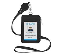 GOGO Porte badge tour de cou avec Cordon, amovible Porte-Carte d'identité avec fermeture éclair latérale pour les événements professionnels