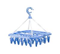 gogocow Séchoir à chaussettes, porte-vêtements, cintre pliable avec 32 clips, vêtements de bébé, cintres pour sous-vêtements, chaussettes, culottes (bleu)