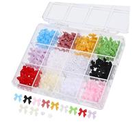 Gogogmee 1 boîte Boîte de Compartiments Breloques Ongles Nœud Décoratif Perles Nail Charms Décorations Élégantes pour Nail Art DIY